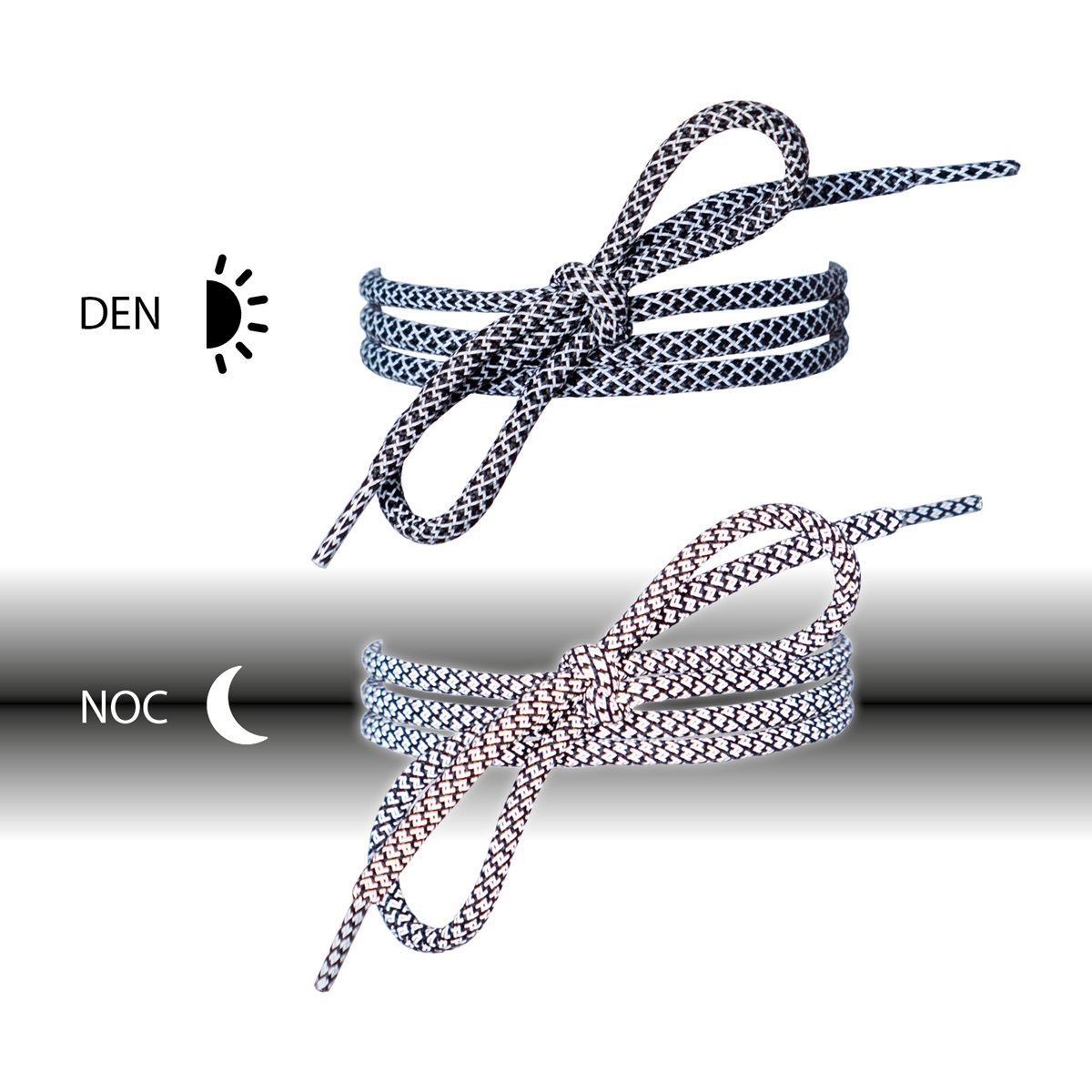 Reflexní tkaničky kulaté černé 120 cm