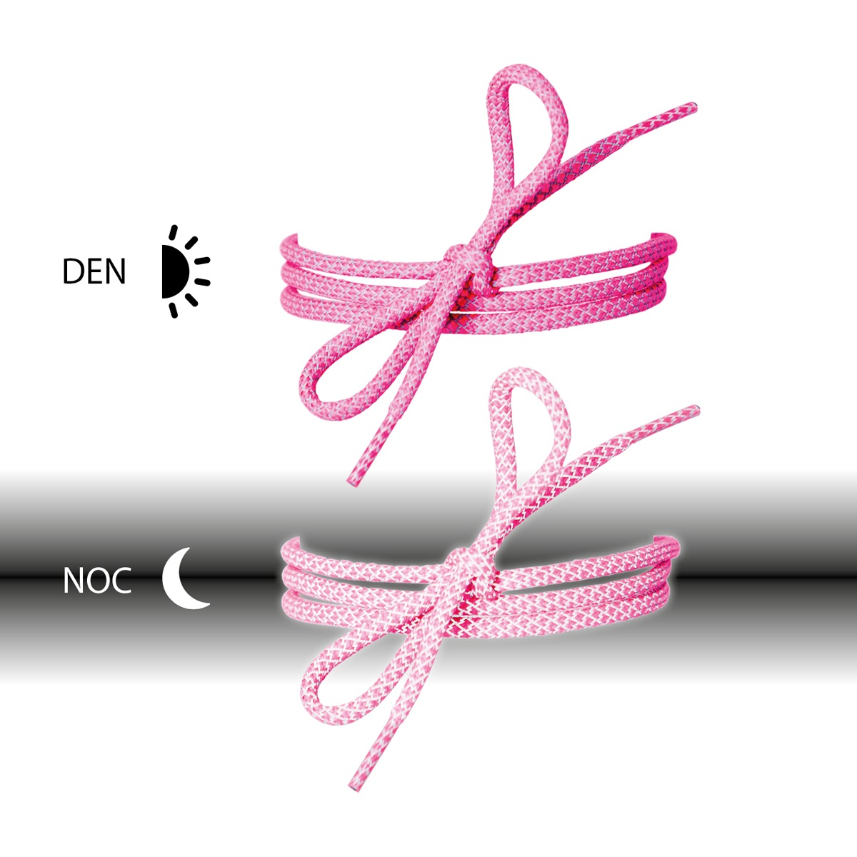 Reflexní tkaničky kulaté růžové 120 cm