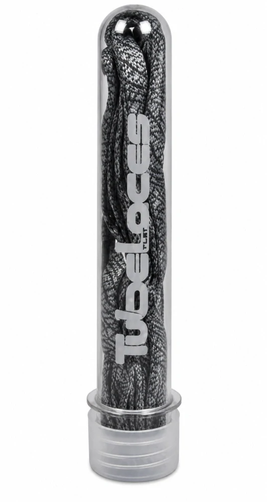 Šedé tkaničky TUBELACES Elephant dk.grey/lt.grey
