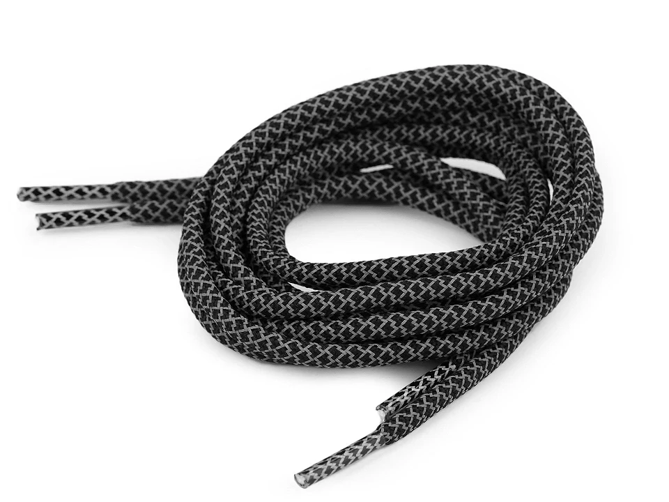 Reflexní tkaničky kulaté černé 130 cm