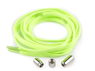 Tkaničky do bot bez zavazování neon zelené s kovovou spojkou – elastické